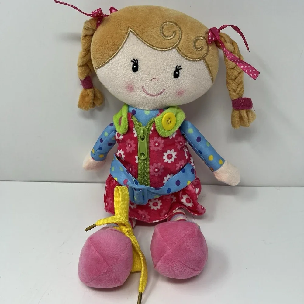 Snuggle Stuffs Sugar Snap Doll Plush Learn To Dress Toddler Sensory Activity Toy
